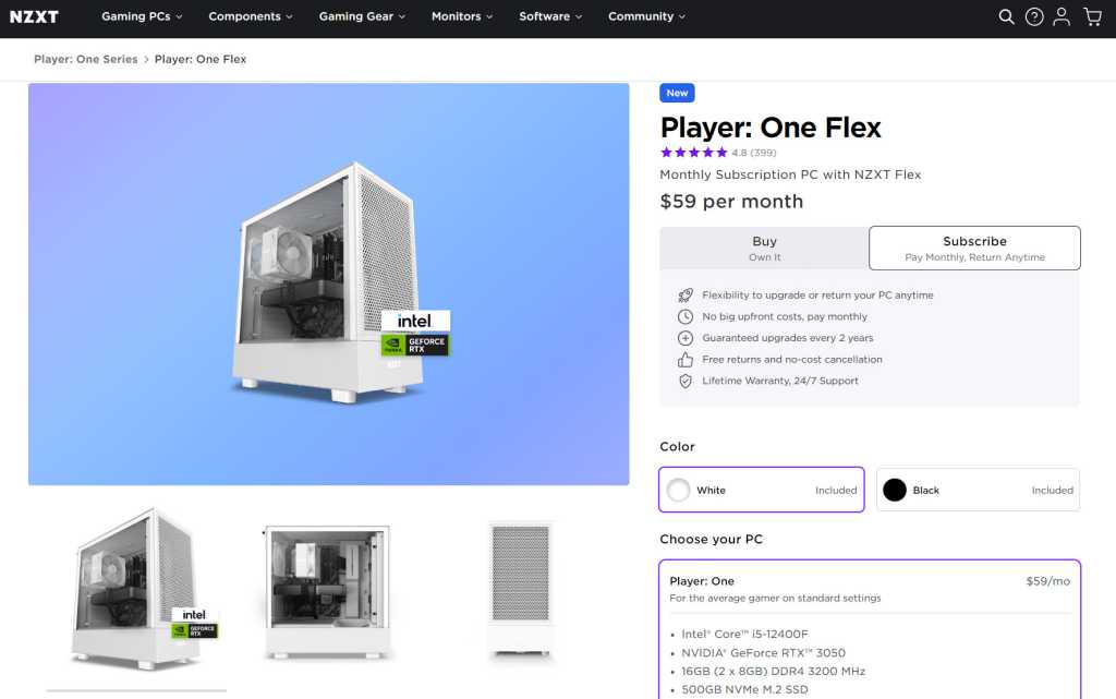 NZXT flex subscription PC