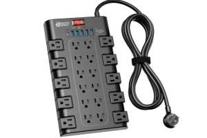 This glorious $26 surge protector has 22 outlets and 6 USB ports